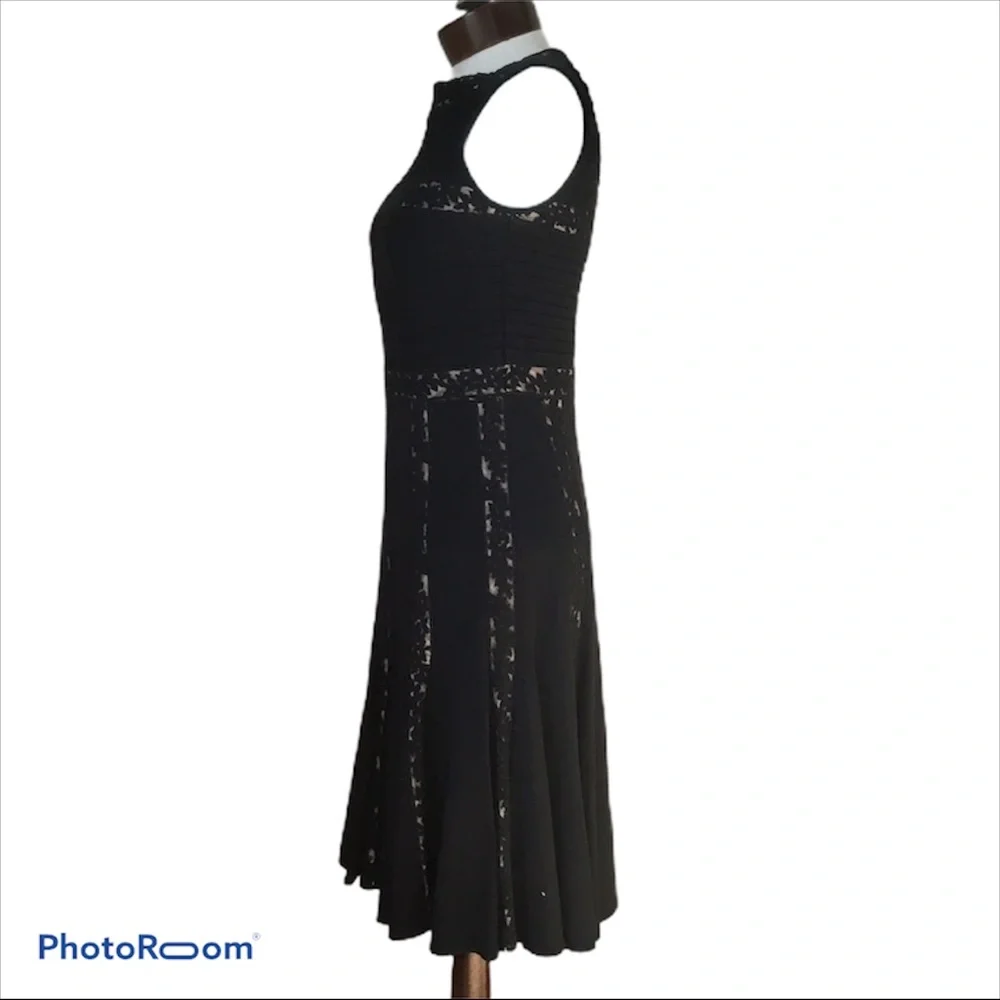 Tadashi Shoji Pintuck Jersey And Lace Dress - Picture 5 of 6